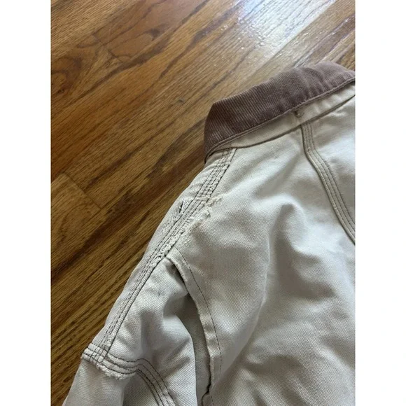 Vintage Carhartt Detroit Blanket Lined Chore Coat Tan Mens Size XL Thrashed